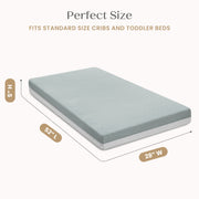 Delta Children Winter Breeze Crib and Toddler Mattress, Breathable Cloud Core, Machine Washable Cover, Waterproof, GREENGUARD Gold, Artic Blue White