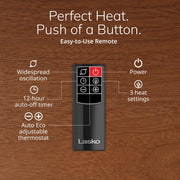 Lasko Ceramic Tower Space Heater, 1500W, 3 Heat Settings, Oscillating, Remote Control, 12-Hour Timer, Black, CT22850