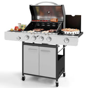 Summit Living 4 Burner Propane Gas Grill with Side Burner Stainless Steel 42,000 BTU(Silver)