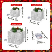 IROOZIGOTO 3PCS Christmas Lighted Gift Boxes Christmas Decorations, Pre-lit Tinsel Present Box