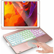 Kvago iPad Keyboard Case for 10.2 Inch 9th 8th 7th Generation with Backlit Touchpad, Auto Sleep/Wake, Built-In Pencil Holder, Rose Gold