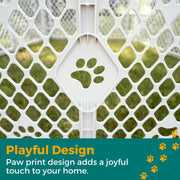 MyPet 6-Panel Paws Petyard Dog Playpen, Durable UV-Resistant Gray Plastic, Portable Adjustable Indoor Outdoor Exercise Pen, 62 in, 20 lb, 8815