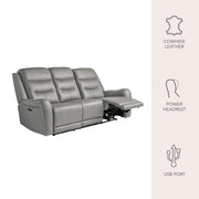 Cooper Power Reclining Leather Sofa, Light Grey