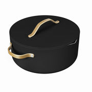 Beautiful by Drew Barrymore 19929 8 Quart Ceramic Non-Stick Stock Pot with Strainer Lid, Black Sesame