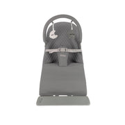 Nuby Baby Bouncer Seat, Portable Infant Bouncer with 3-Point Harness, Soothing Vibrations and Sounds, Removable Canopy, Gray, 92331770