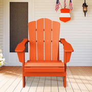 JUSTLET Adirondack Chair, Outdoor Folding Plastic Recycled Adirondack Chair(No Table), Orange