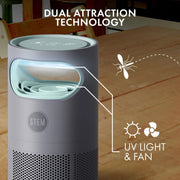 STEM Flying Insect Fan Trap, Dual Attraction UV Light and Quiet Fan, Indoor Pest Control, Portable with 15 Replaceable Glue Traps