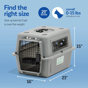 Petmate 00100 Sky Kennel for Dogs & Cats, IATA Approved, Plastic Travel Carrier, Gray, Extra Small