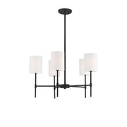 Trade Winds Lighting Leslie 5-Light Chandelier Matte Black with White Fabric Shades