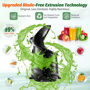 YPONE YZJ-Y Cold Press Juicer, Masticating Juicer with 5.4-Inch Wide Feed Chute, 350W Motor