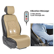 Paffenery Cooling and Heated Car Seat Cover, Front Seat, 12V-24V Ventilated Cushion with 8 Turbo Fans, Adjustable Temperature, Vibration Massage, Universal Fit, Beige