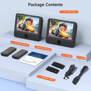 Wonnie 7.5 Inch Portable Dual Screen DVD Player for Kids with AV In/Out, USB and SD Support, Black, W-711