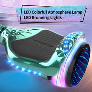 TCDJTC LBW12A Hoverboard for Kids with 9 mph Max Speed, Electric Scooters with LED Lights & Bluetooth Speakers, Green