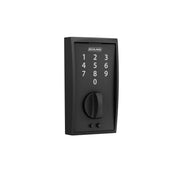 Schlage Century Matte Black Touchscreen Electronic Deadbolt, Keyless Entry, Metal Construction, Grade 2 Security, BE375CEN622