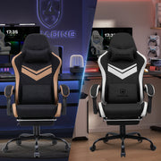 GTRACING GTW-300-BW-V Gaming Chair with Footrest and Linkage Armrest, Black/White