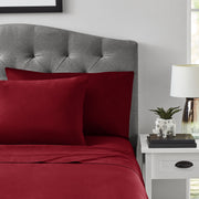 Mainstays MS9305771522-A4 4-Piece 300 Thread Count Luscious Merlot CVC Cotton Blend King Bed Sheet Set, Red
