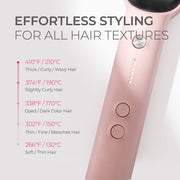 TYMO HC100G Ring Hair Straightener Brush, Flat Iron Comb with 5 Temperature Settings, Pink