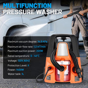 SPBTAR Electric Pressure Washer, 2800 PSI, 1.7 GPM, 4-in-1 High Pressure Cleaner with Vacuum, 0-180 Swivel Joint, Soap Tank for Car and Patio Cleaning