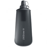 LifeStraw Peak Series Collapsible Squeeze Water Bottle with Filter, 1L, Dark Mountain Gray, Ultra-Compact, Leak-Proof Durable Design, LSPSF1GRWW