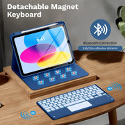 MoKo iPad Keyboard Case for A16 11th Gen 11in and 10th Gen 10.9in, Detachable Bluetooth Keyboard with 7-Color Backlight, Multi-Touch Trackpad, Pencil Holder, Navy Blue