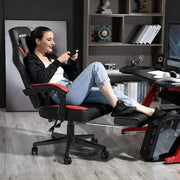 Bossin MDXG-CFT0060 Gaming Chair with Footrest, Adjustable Reclining Backrest, Ergonomic Lumbar Support, PU Leather, Big and Tall, Black