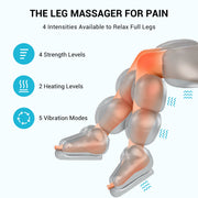 Mynt W51501A01 Leg Massager with Heat and Compression, 5 Modes, Adjustable Plus Size Fit, Black