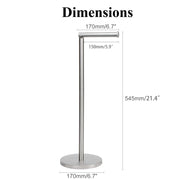 PHANCIR Freestanding Toilet Paper Holder with Top Storage Shelf, Stainless Steel, Silver