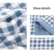 Fridja Thin Microfiber Breathable Plaid Pattern Thin Bedding Comforter, Queen, Light Blue - Lightweight