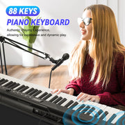 Crtynell US-JJPZ-YM888YBWLD24B10028 Digital Piano 88 Key with Semi-Weighted Keys Full-Size 88 Key Keyboard Piano Black
