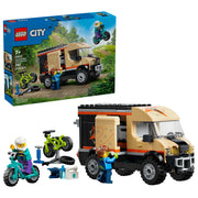 LEGO City Mountain Bike Adventure Van Building Toy, 260 Pieces, 2 Mountain Bikes, Fold-Down Rack, Opening Doors, 2 Minifigures with Repair Accessories, Ages 7+, 60512