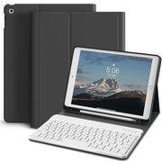 KVTVOU Tablet Keyboard Case with Detachable Wireless Bluetooth Keyboard, Pencil Holder, Stand Folio, Black for iPad 9th/8th/7th Generation 10.2 Inch