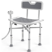 KEKOY Shower Chair with Backrest, 500lb Capacity, Height Adjustable Bath Stool, Heavy Duty Aluminum Alloy Frame, Padded Seat, Showerhead Holder