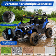 Wisairt 4WD 24V Ride On Toy Car, 2-Seater Electric Power UTV with Remote Control, LED Lights, Spring Suspension, 3 Speeds, Music, Blue