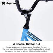 RoyalBaby Cycle Rocket 12 Inch Toddler Bicycle with Carbon Steel Frame, Coaster Brake, Quick-Release Adjustments, Light Blue