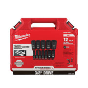 Milwaukee 49-66-7006 SHOCKWAVE 3/8 in. Drive Deep Well 6 Point Impact Socket Set (12-Piece)