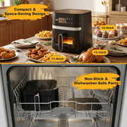 Bluebow 8QT Air Fryer, 8-in-1 Electric Hot Oven with Digital LED Touchscreen, Visible Window, Black