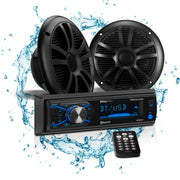 BOSS Audio Systems MCBK634B.6 Marine Boat Sound System Package With 2 Speakers, Black