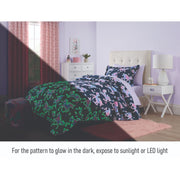 Your Zone Glow in the Dark Unicorn Twin Bedding Set, 5-Piece Comforter Set with Fabric Storage Bag, Navy