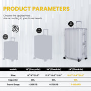 AMZFUN 20 Inch Checked Luggage, Aluminium Frame, PC ABS Hard Shell, Zipper-Free Design, Double TSA Locks, Double Rows Wheels, Silver, HH-302-28-SL