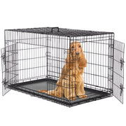 Concetta WMCONS-DOGC-D01-48S 48 Inch Double-Door Folding Dog Crate with Adjustable Divider, Removable Leak-Proof Tray, Portable Small Cage