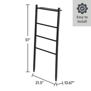 Better Homes & Gardens 9449BKWM Springwood Freestanding Acacia Wood Towel Ladder, 4 Tiers, Black