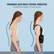 Pukitry Adjustable Back Brace Posture Corrector, Full Back Support, Breathable Mesh, Adjustable Straps, Black