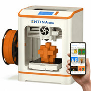 Entina Tina2C 3D Printer, Compact Mini FDM, 9-Point Auto Leveling, Quiet Operation, Orange