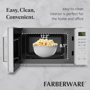 Farberware FMO07WEIWH Countertop Microwave Oven 700W 0.7 Cu. Ft. Compact Design with Turntable Digital Display & Auto-Cook Functions White