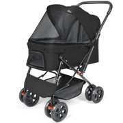 Wedyvko Pet Strollers for Medium Dogs and Cats with Reversible Handl (Black)