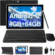 YQSavior 10.1'' 4GB RAM+64GB ROM Quad-Core Processor 1.6 GHz Processor Speed Android 12 Tablet Black