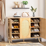 Ktaxon 12 Tiers Shoe Storage Cabinet for Hallway, Natural