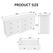 Homall 6 Drawer Wood Dresser Furniture, Double Tier Storage Cabinet for Bedroom & Living Room, White Finish