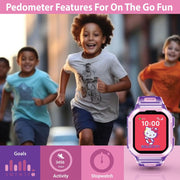 Accutime Hello Kitty iTime 4G Kids Smart Watch with Calling, Messaging, GPS Tracking, Secure Monitoring, Purple