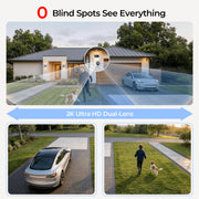 VividEye 4K Dual-Lens Solar Outdoor Security Camera, 360 PTZ with Smart Tracking, IP65 Waterproof, PIR Detection, Full Color Night Vision, 2-Way Audio, Rechargeable Battery